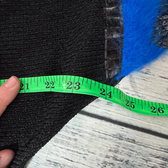 Vintage 80s Mike Korwin Batwing Sweater Black Blue Metallic Dolman Sleeve 6 - Picture 5 of 6